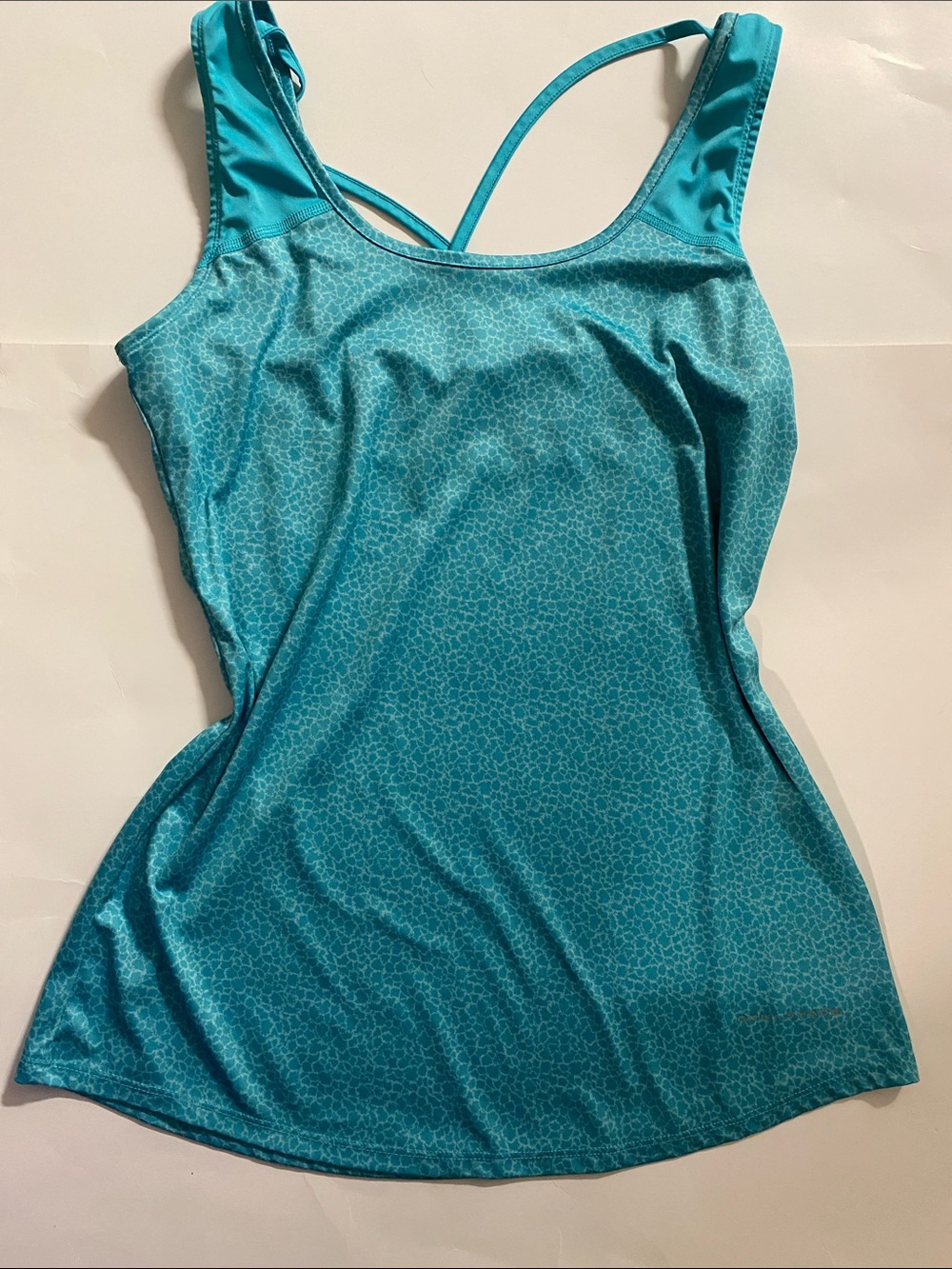 Columbia Teal Patterned Athletic Tankini Top
